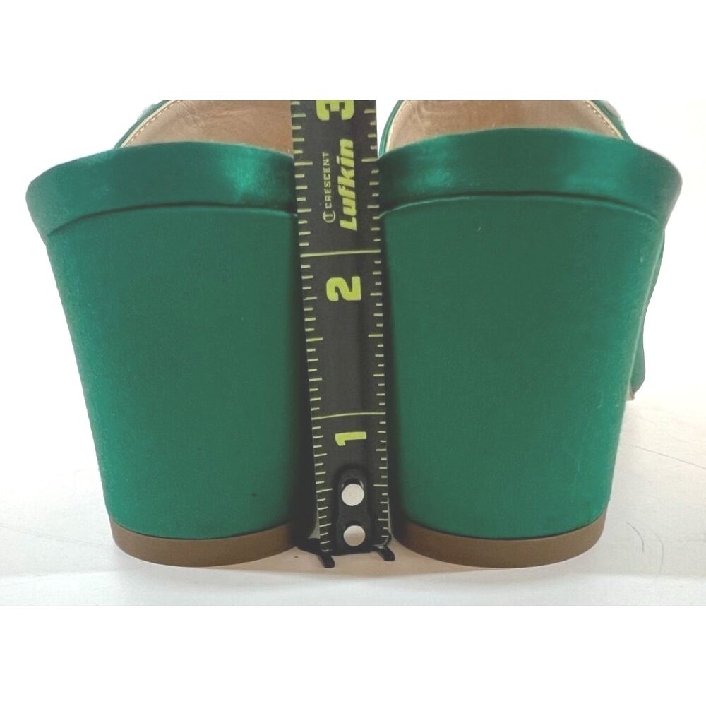 Green Satin Mules Shoes Embellished Detailing US 6.5 / 7 EU 37 Spain Prom Easter - Picture 6 of 8
